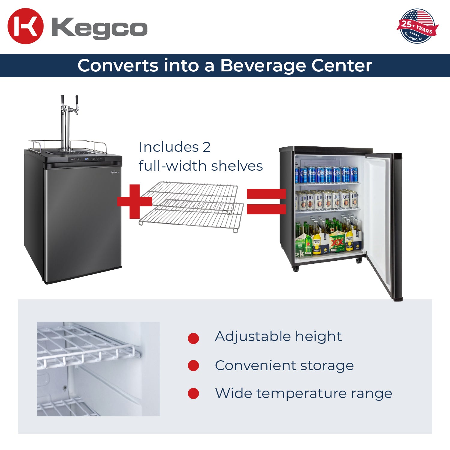Kegco 24" Wide Digital Kegerator – Single, Dual & Triple Tap | Black, Stainless Steel & Black Stainless Steel