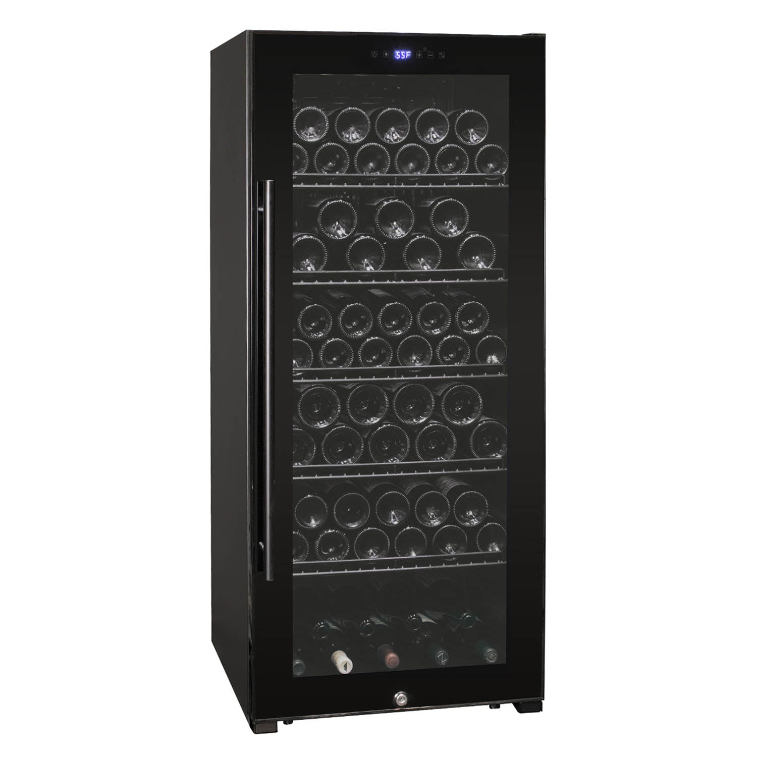 Allavino Contemporary 102 Bottle Single Zone Freestanding Wine Refrigerator with Black Glass Door - KWR102S-1BGR