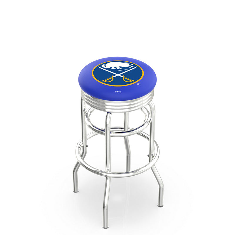 Holland Bar Stool L7C3C Logo Ribbed Retro Double Ring Chrome Stool