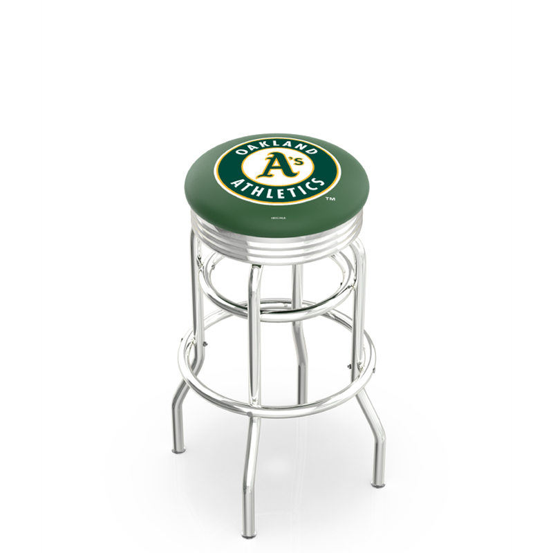 Holland Bar Stool L7C3C Logo Ribbed Retro Double Ring Chrome Stool