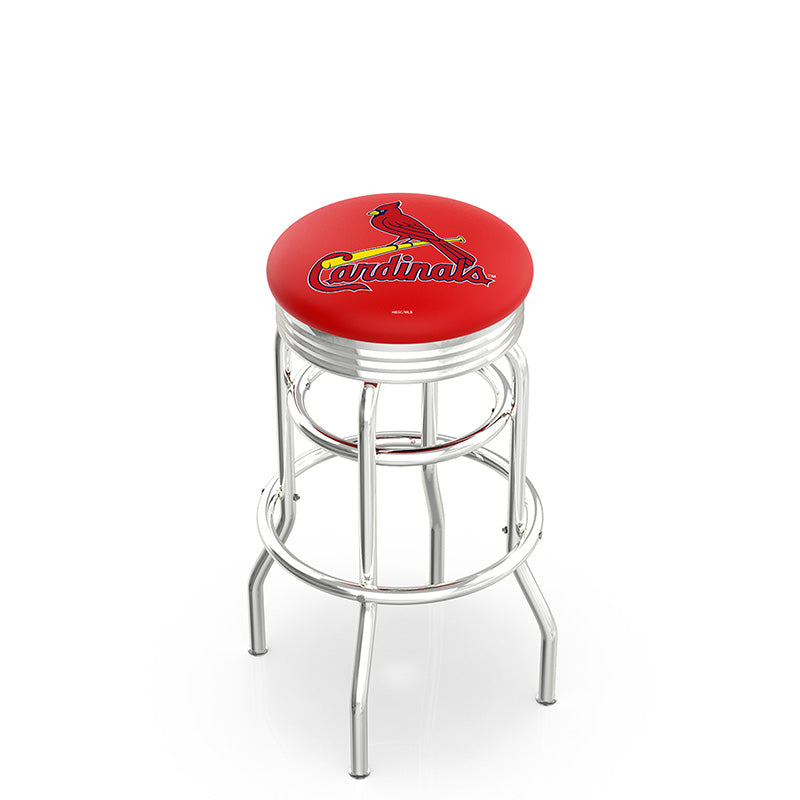 Holland Bar Stool L7C3C Logo Ribbed Retro Double Ring Chrome Stool