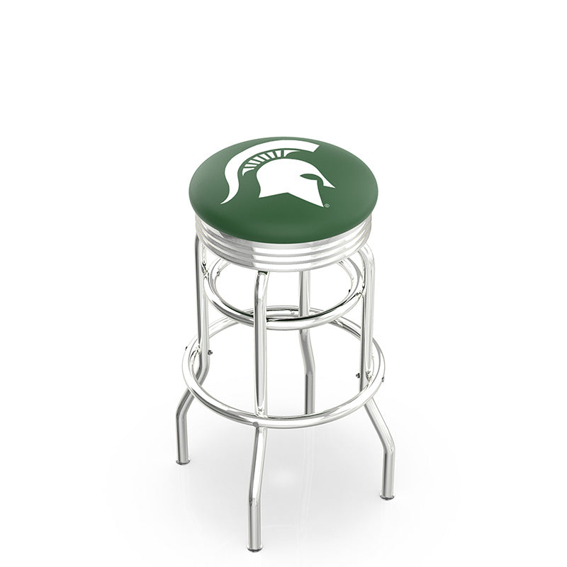 Holland Bar Stool L7C3C Logo Ribbed Retro Double Ring Chrome Stool