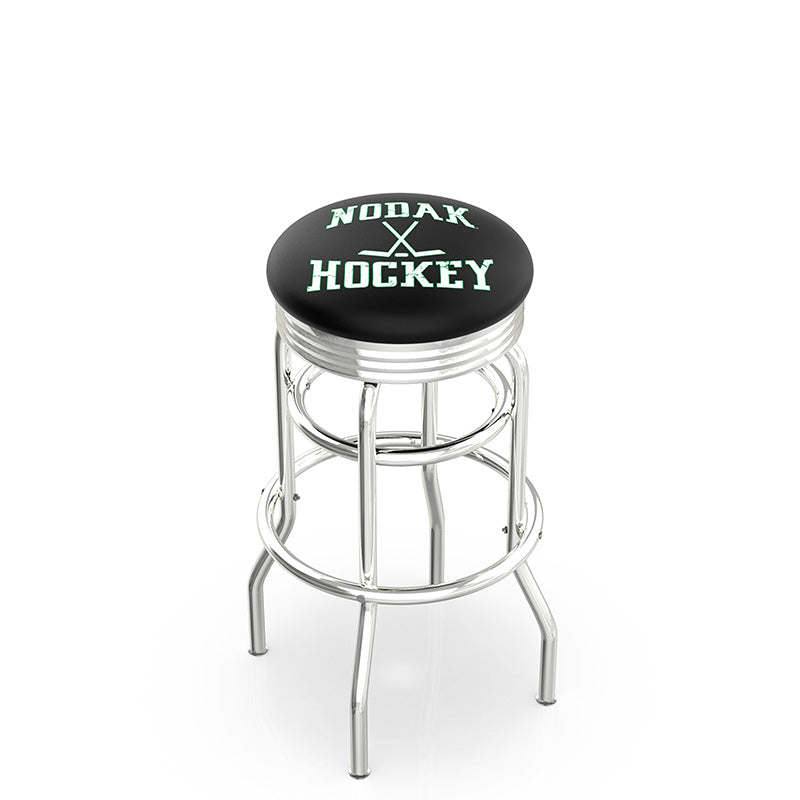 Holland Bar Stool L7C3C Logo Ribbed Retro Double Ring Chrome Stool