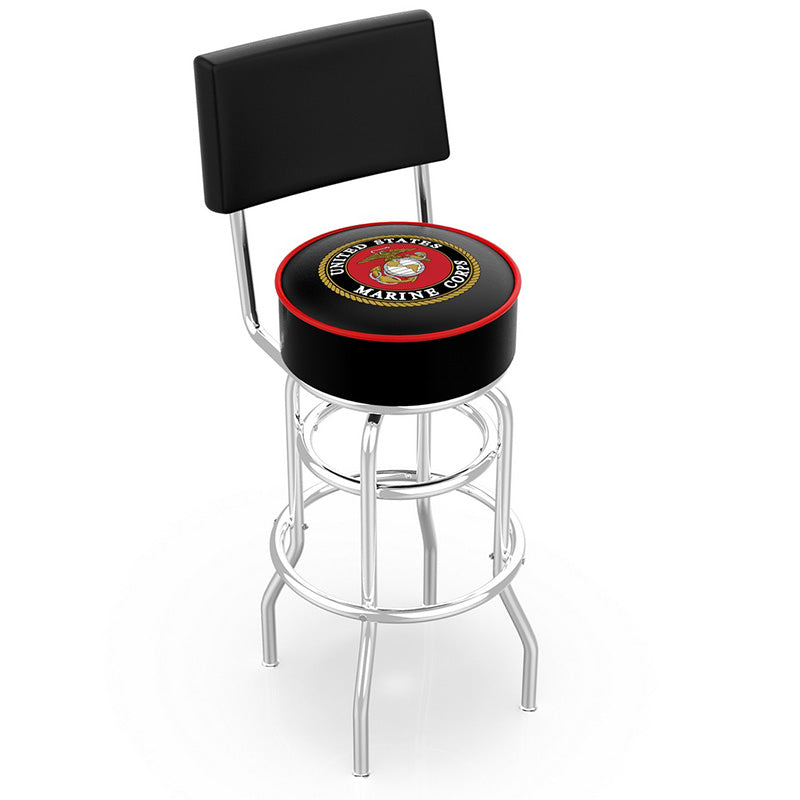 Holland Bar Stool L7C4 Logo Retro Double Ring Chrome Swivel Stool