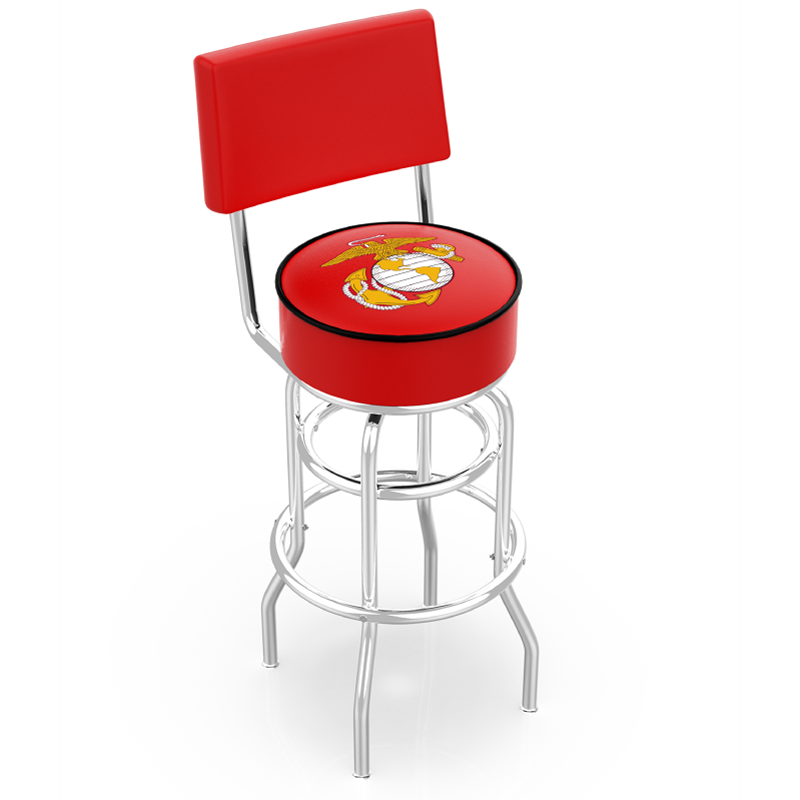 Holland Bar Stool L7C4 Logo Retro Double Ring Chrome Swivel Stool
