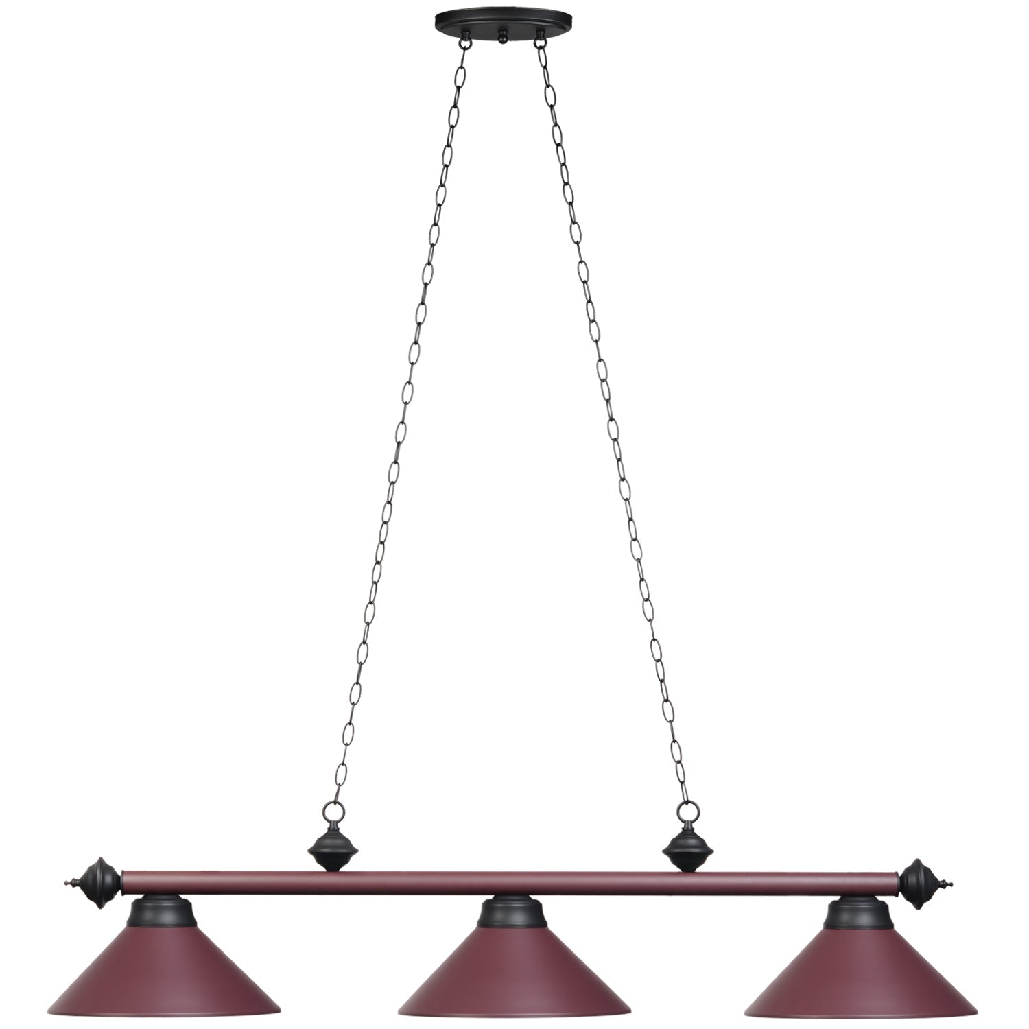 Ram Game Room - 3 Shade Metal Billiard Fixture (PR54)