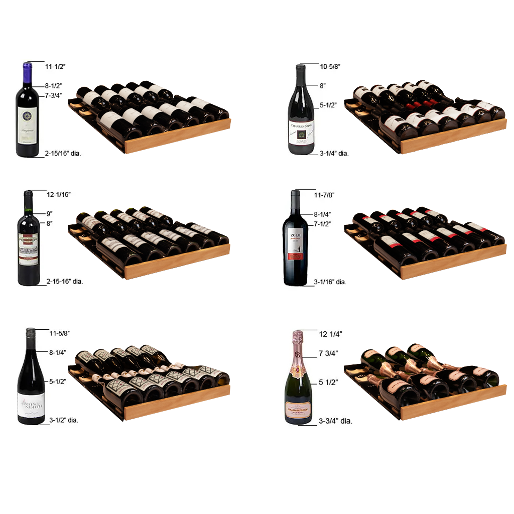 Allavino Reserva Series 154 Bottle Dual Zone Built-in Wine Refrigerator with Black Glass Door - Right Hinge