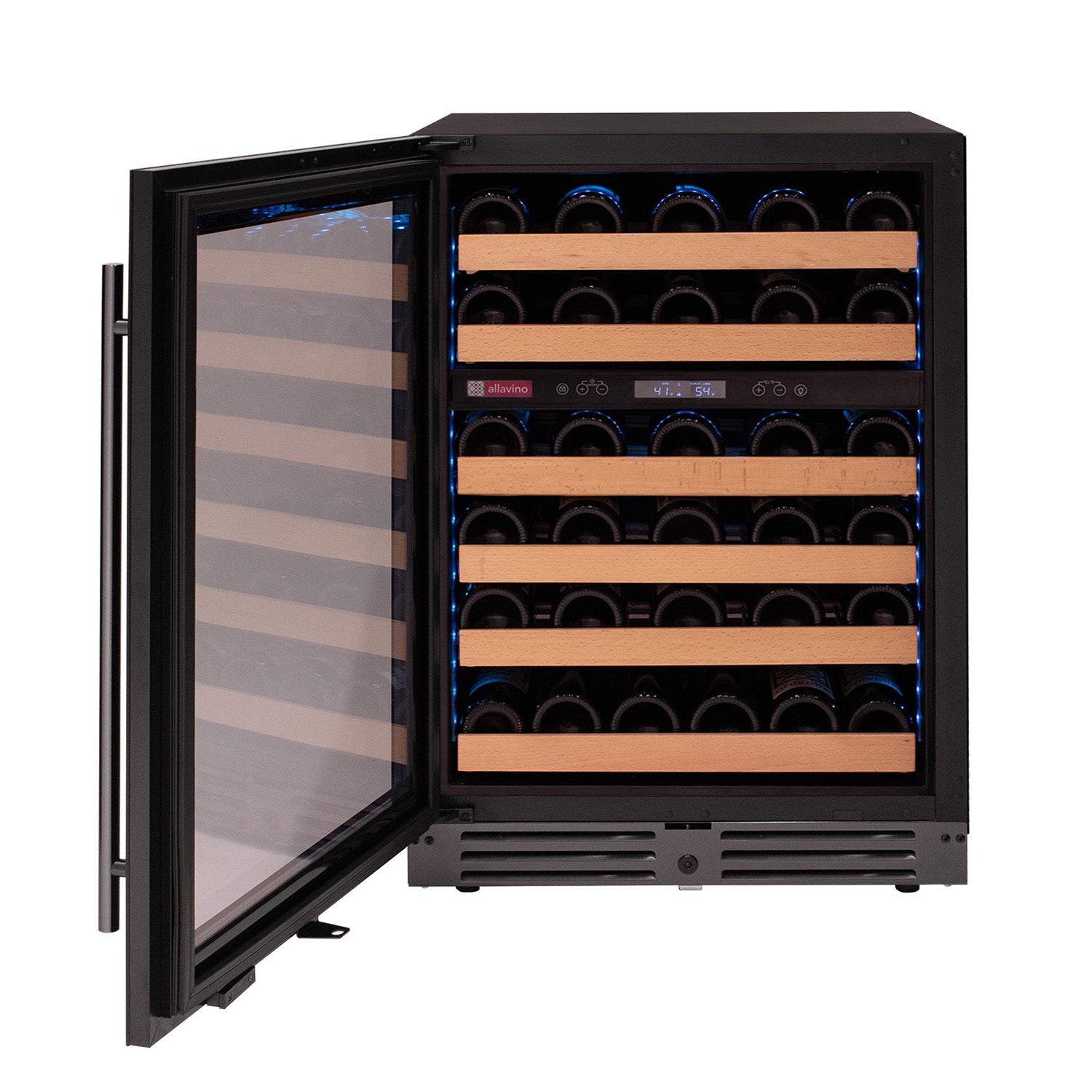 Allavino Reserva Series 50 Bottle Dual Zone Built-in Wine Cooler Refrigerator with Black Glass Door - Left Hinge