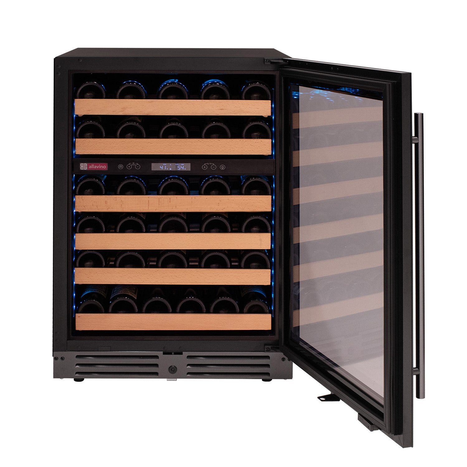 Allavino Reserva Series 50 Bottle Dual Zone Undercounter Wine Cooler Refrigerator with Black Glass Door - Right Hinge