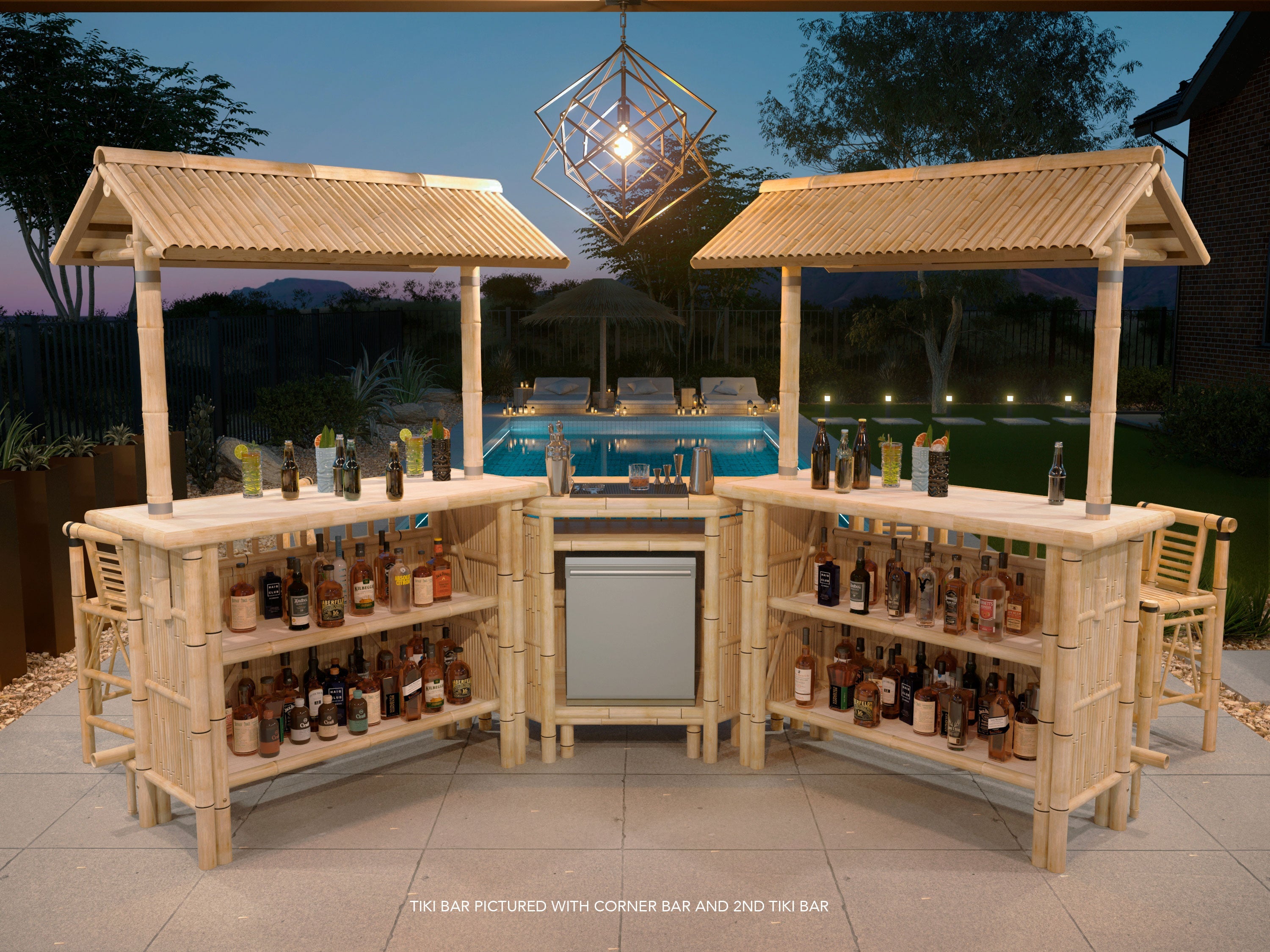 Ram Game Room Bamboo Tiki Corner Bar (TCORN)