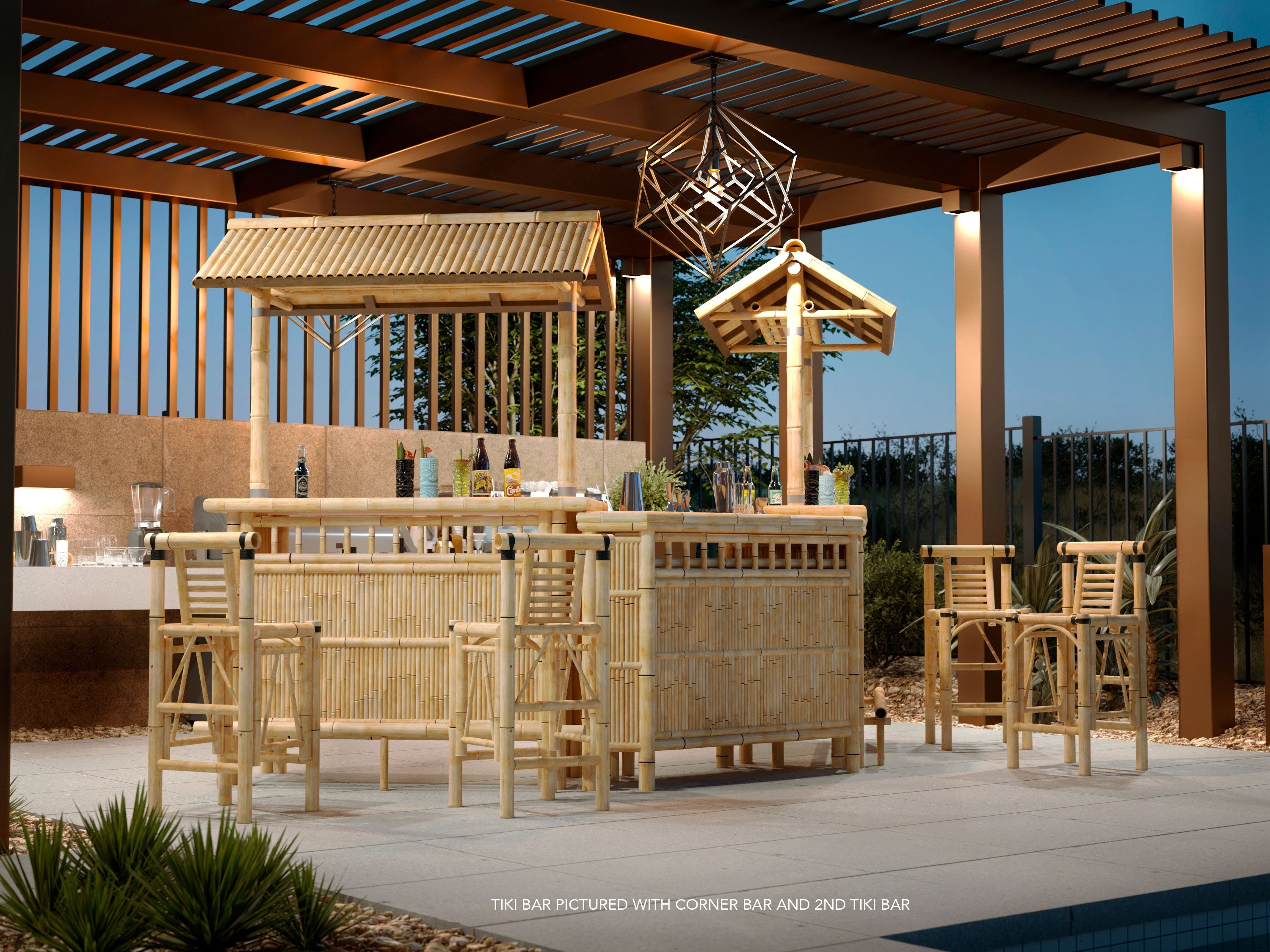 Ram Game Room Bamboo Tiki Corner Bar (TCORN)