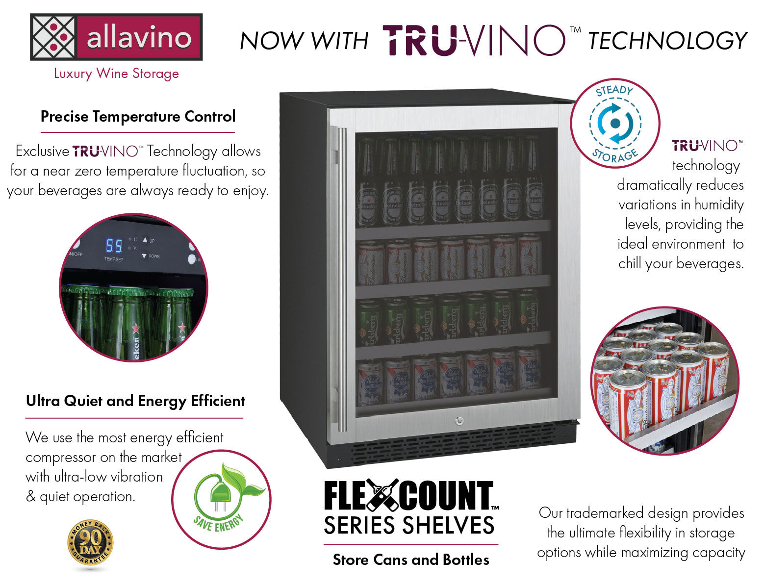 Allavino 24" Wide FlexCount II Tru-Vino Stainless Steel Right hinge Beverage Center - VSBC24-SR20