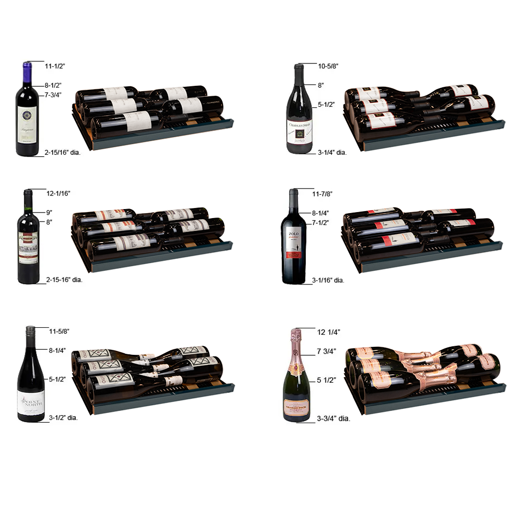 Allavino Reserva Series 67 Bottle 71" Tall Dual Zone Right Hinge Black Shallow Wine Cooler Refrigerator