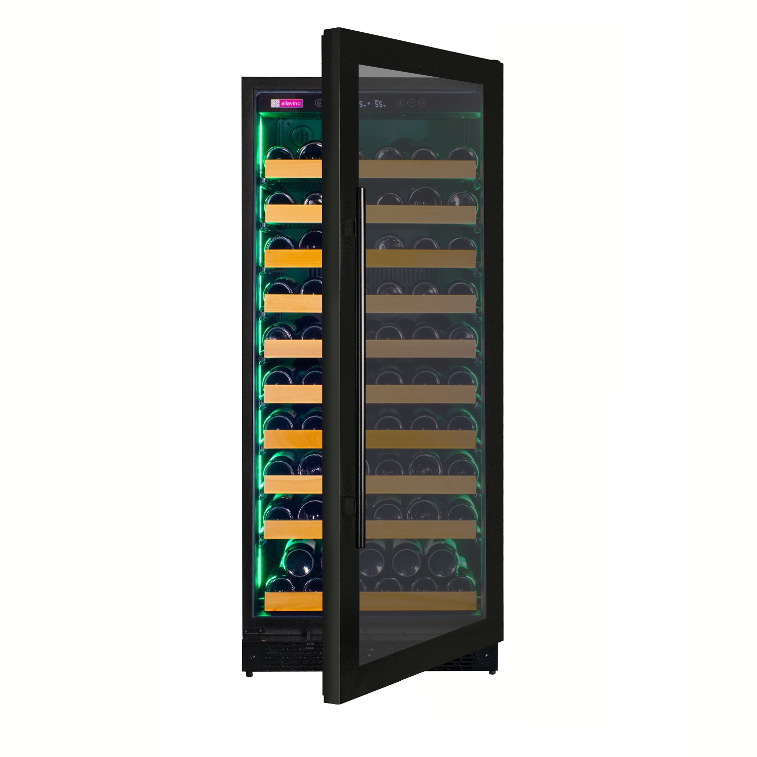 Allavino Reserva Series 119 Bottle 55" Tall Single Zone Right Hinge Black Glass Wine Refrigerator