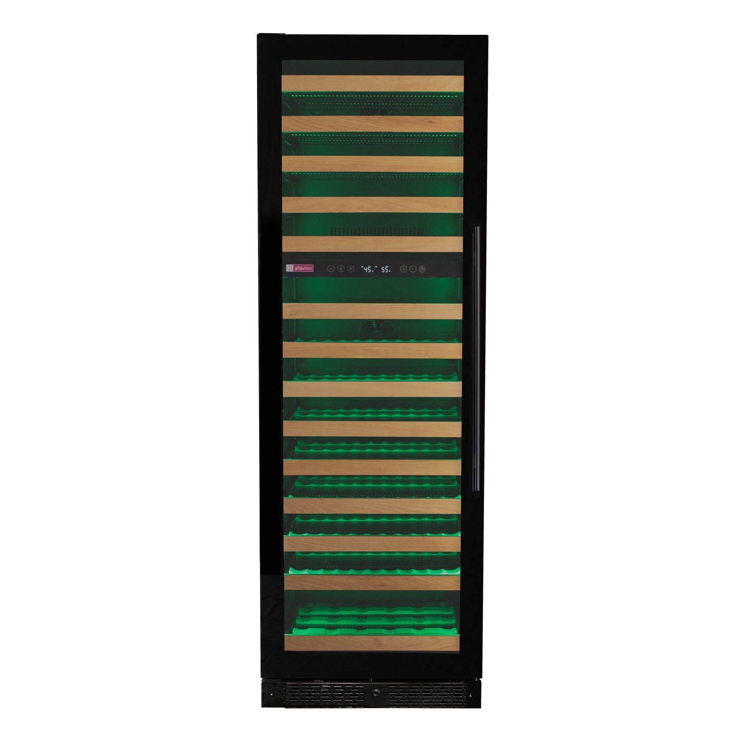 Allavino Reserva Series 154 Bottle Dual Zone Wine Refrigerator Cooler with Left Hinge Black Glass Door