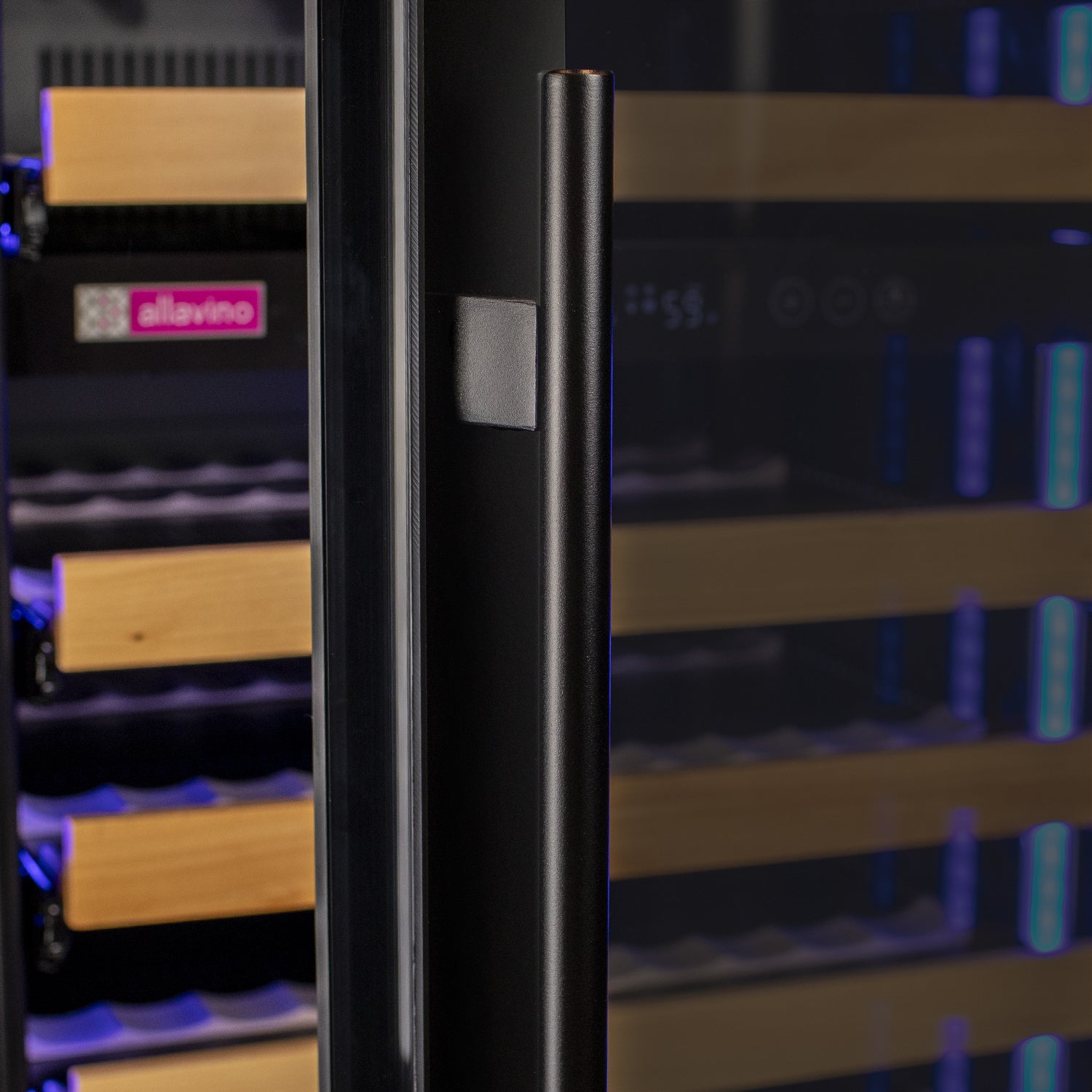 Allavino Reserva Series 154 Bottle Dual Zone Built-in Wine Refrigerator with Black Glass Door - Right Hinge