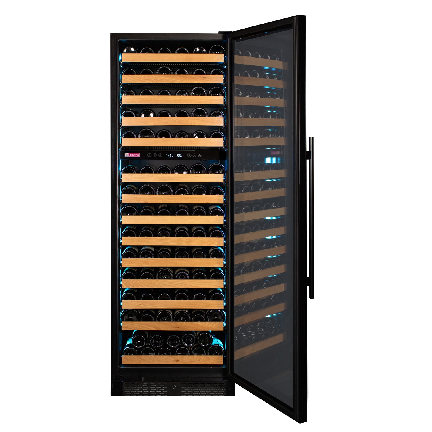 Allavino Reserva Series 154 Bottle Dual Zone Built-in Wine Refrigerator with Black Glass Door - Right Hinge