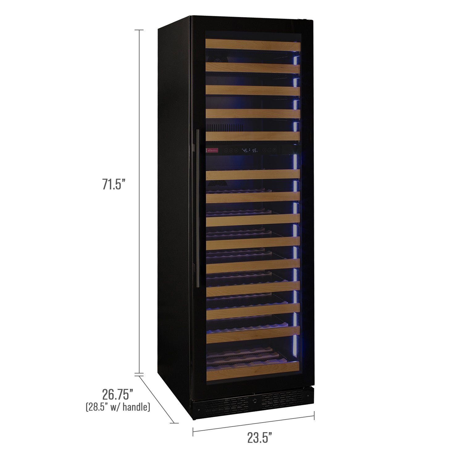 Allavino Reserva Series 154 Bottle Dual Zone Built-in Wine Refrigerator with Black Glass Door - Right Hinge