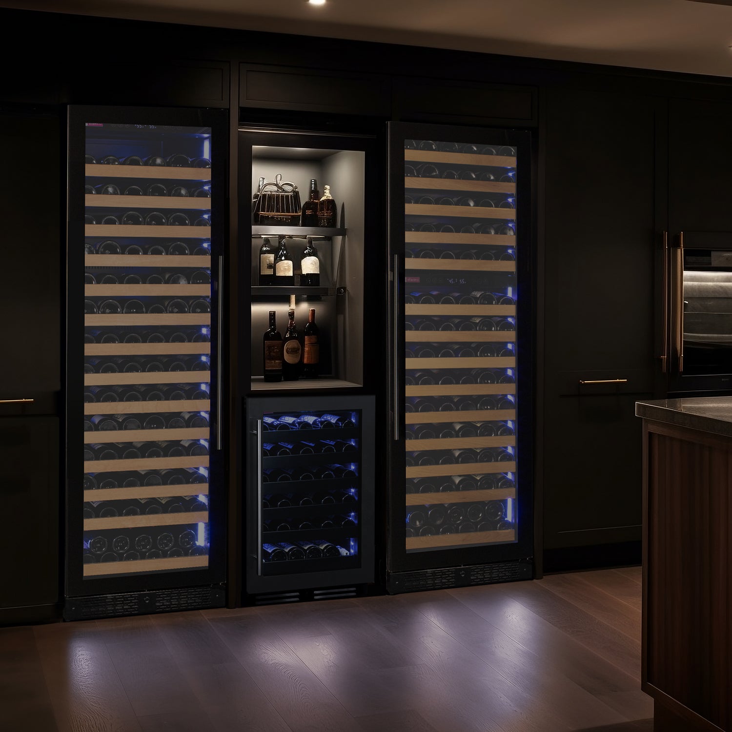 Allavino Reserva Series 154 Bottle Dual Zone Built-in Wine Refrigerator with Black Glass Door - Right Hinge