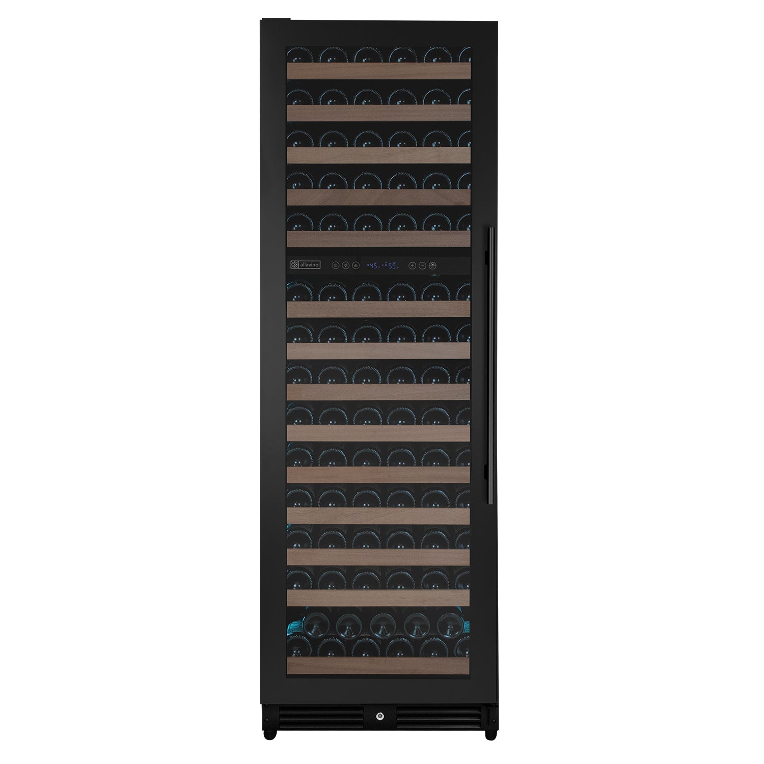 Allavino Reserva Series 154 Bottle 71" Tall Dual Zone Built-in Left Hinge Wine Refrigerator with Black Metal Door