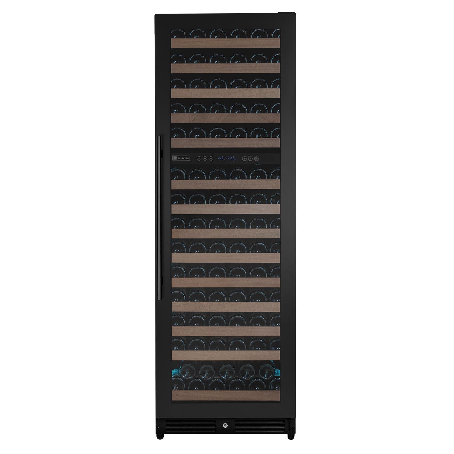 Allavino Reserva Series 154 Bottle 71" Tall Dual Zone Built-in Right Hinge Wine Refrigerator with Black Metal Door