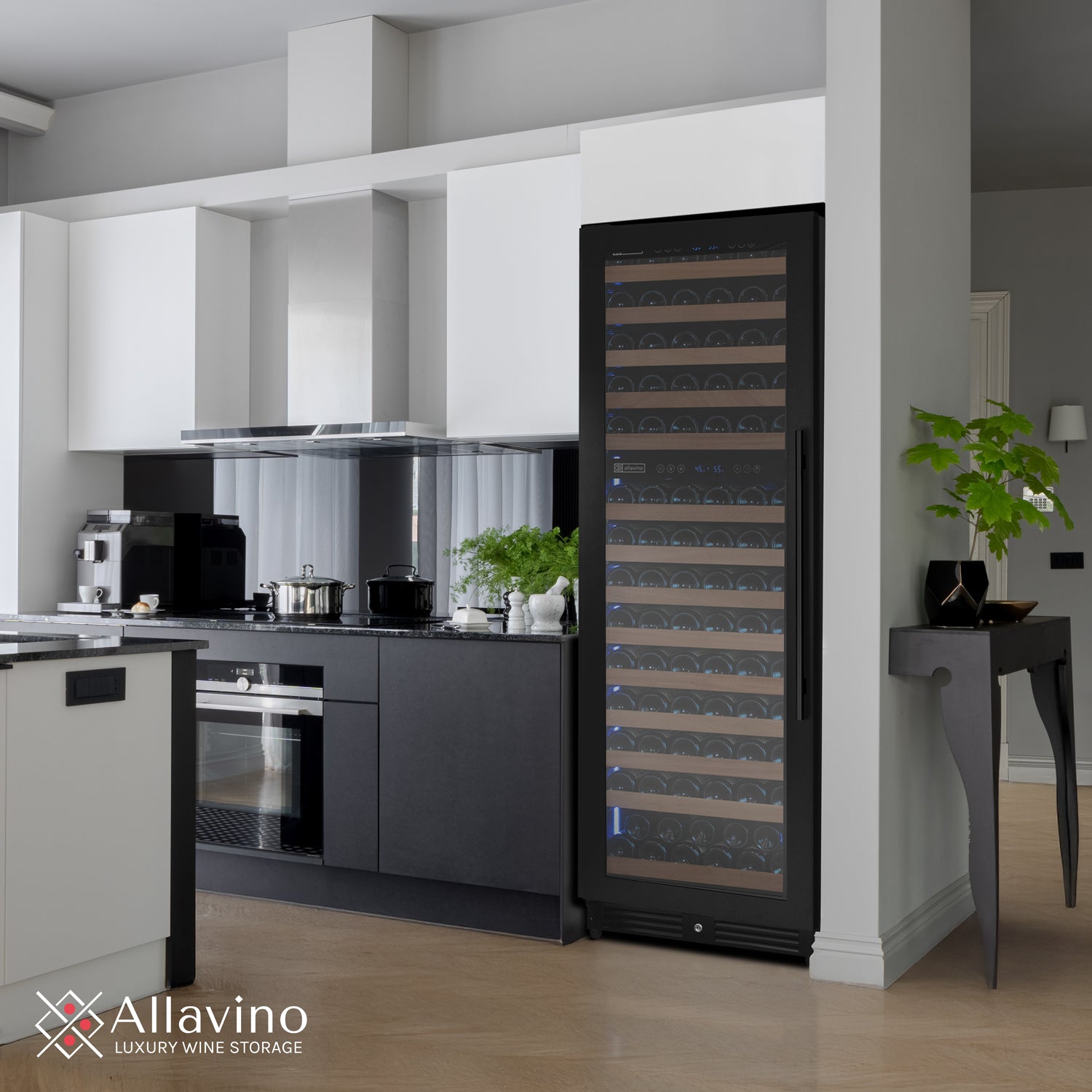 Allavino Reserva Series 154 Bottle 71" Tall Dual Zone Built-in Left Hinge Wine Refrigerator with Black Metal Door