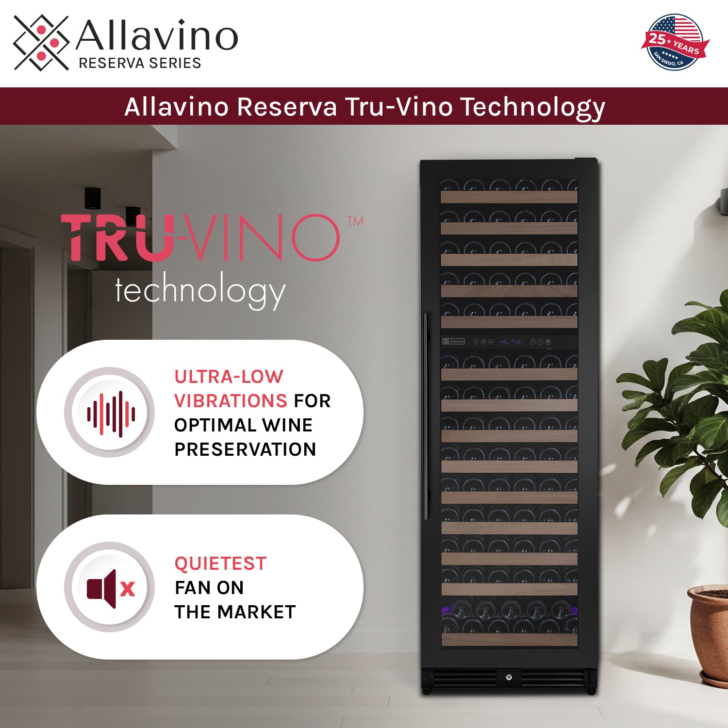 Allavino Reserva Series 154 Bottle 71" Tall Dual Zone Built-in Right Hinge Wine Refrigerator with Black Metal Door