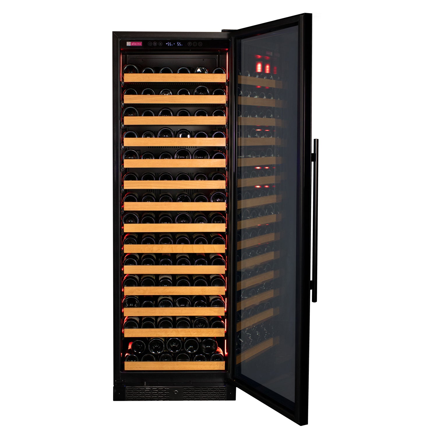 Allavino Reserva Series 163 Bottle 71" Tall Single Zone Right Hinge Black Glass Door Wine Cooler Refrigerator