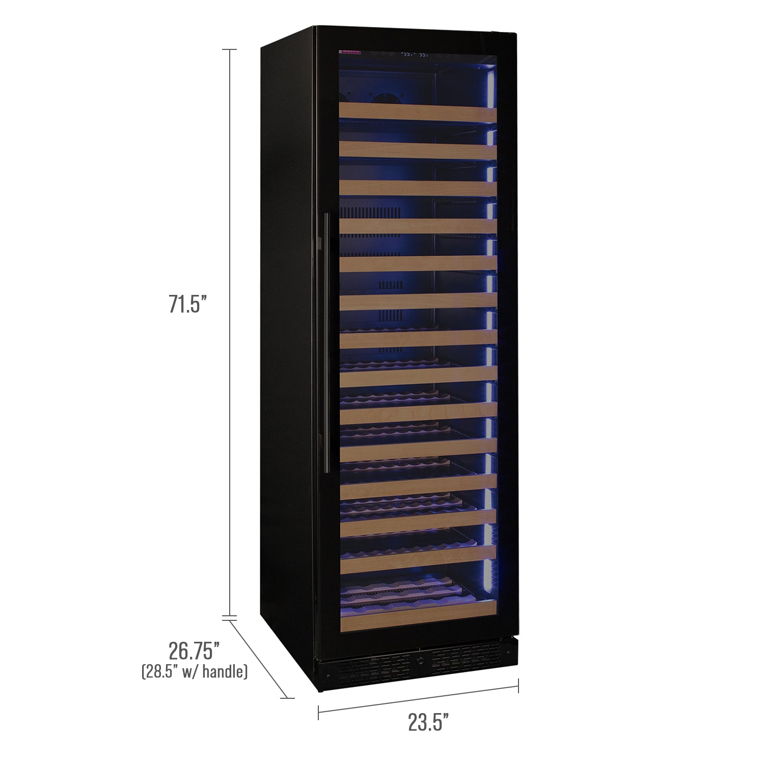Allavino Reserva Series 163 Bottle 71" Tall Single Zone Right Hinge Black Glass Door Wine Cooler Refrigerator