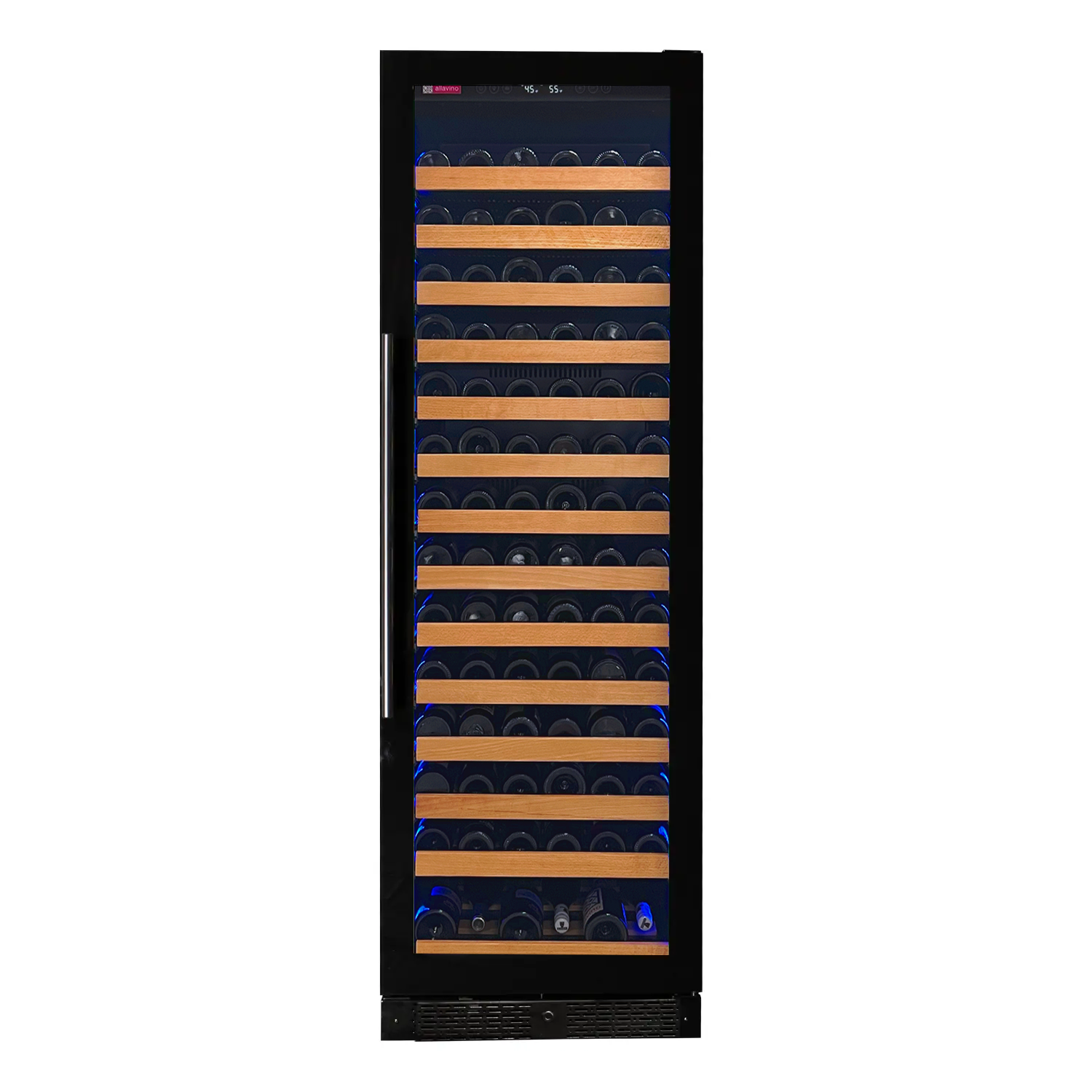 Allavino Reserva Series 163 Bottle 71" Tall Single Zone Right Hinge Black Glass Door Wine Cooler Refrigerator