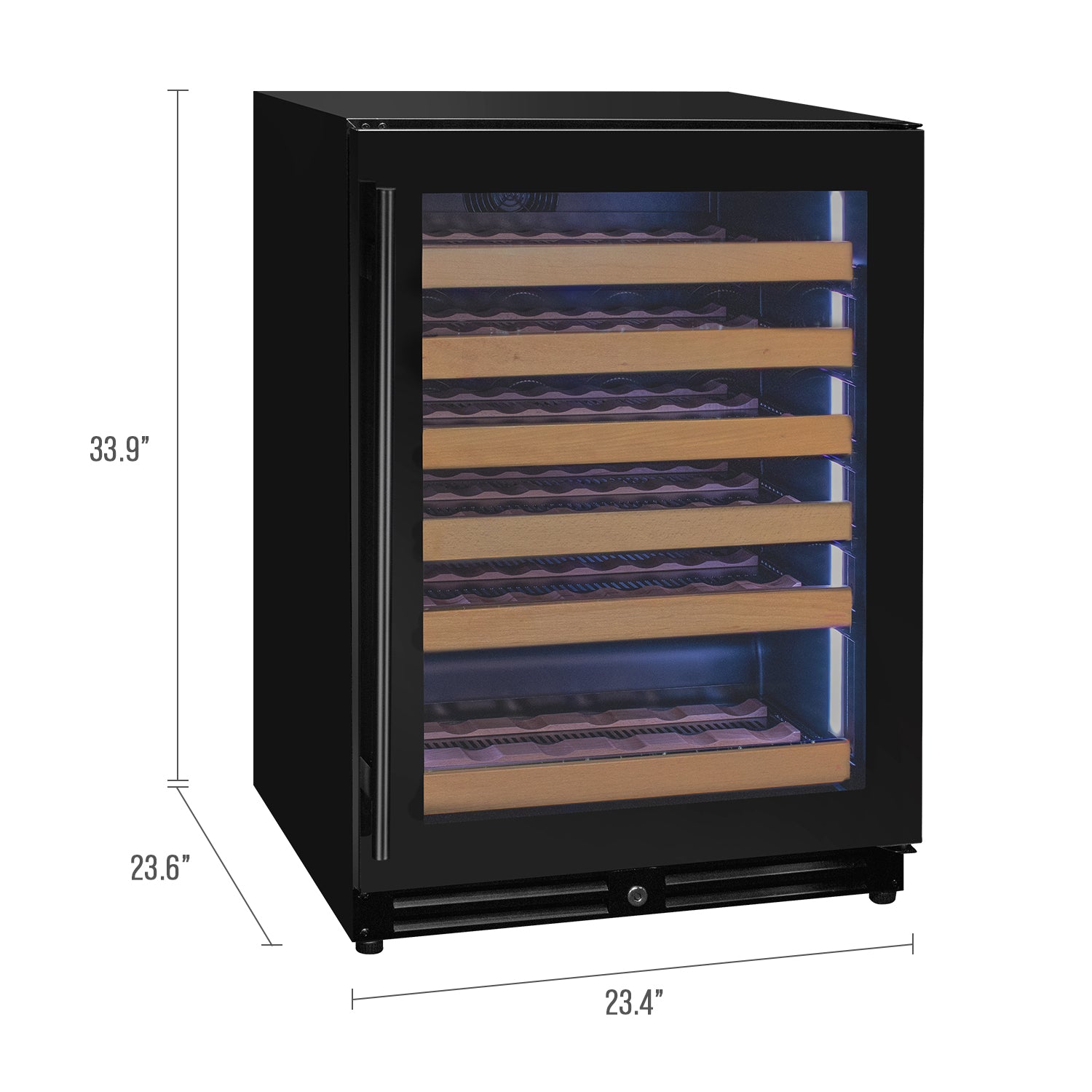 Allavino Reserva Series - 56 Bottle Single Zone Built-in Luxury Wine Refrigerator with Black Glass Door - Right Hinge