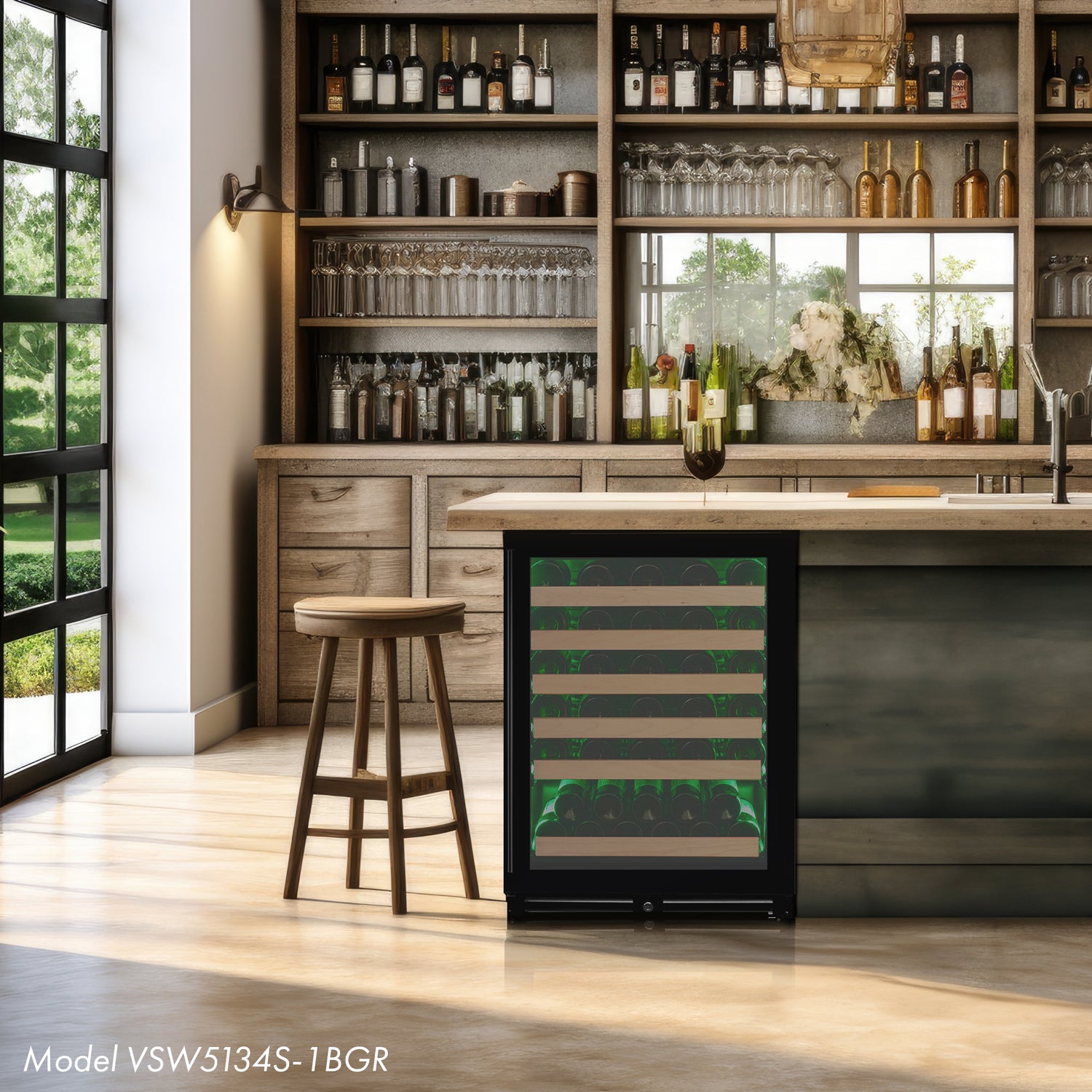 Allavino Reserva Series - 56 Bottle Single Zone Built-in Luxury Wine Refrigerator with Black Glass Door - Right Hinge