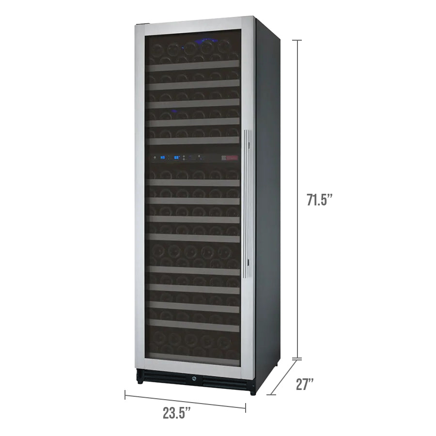 Allavino 24" Wide FlexCount II Tru-Vino 172 Bottle Dual Zone Stainless Steel Left Hinge Wine Refrigerator