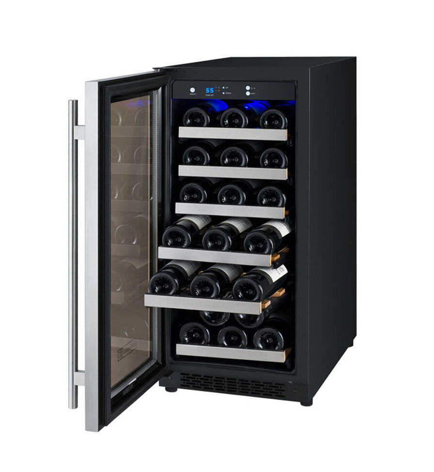 Allavino 15" Wide FlexCount II Tru-Vino 30 Bottle Single Zone Stainless Steel Left Hinge Wine Refrigerator - VSWR30-1SL20