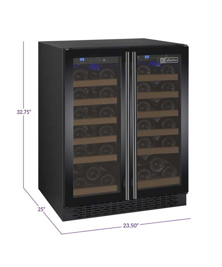 Allavino 24" Wide FlexCount II Tru-Vino 36 Bottle Dual Zone Black Wine Refrigerator - VSWR36-2BF20