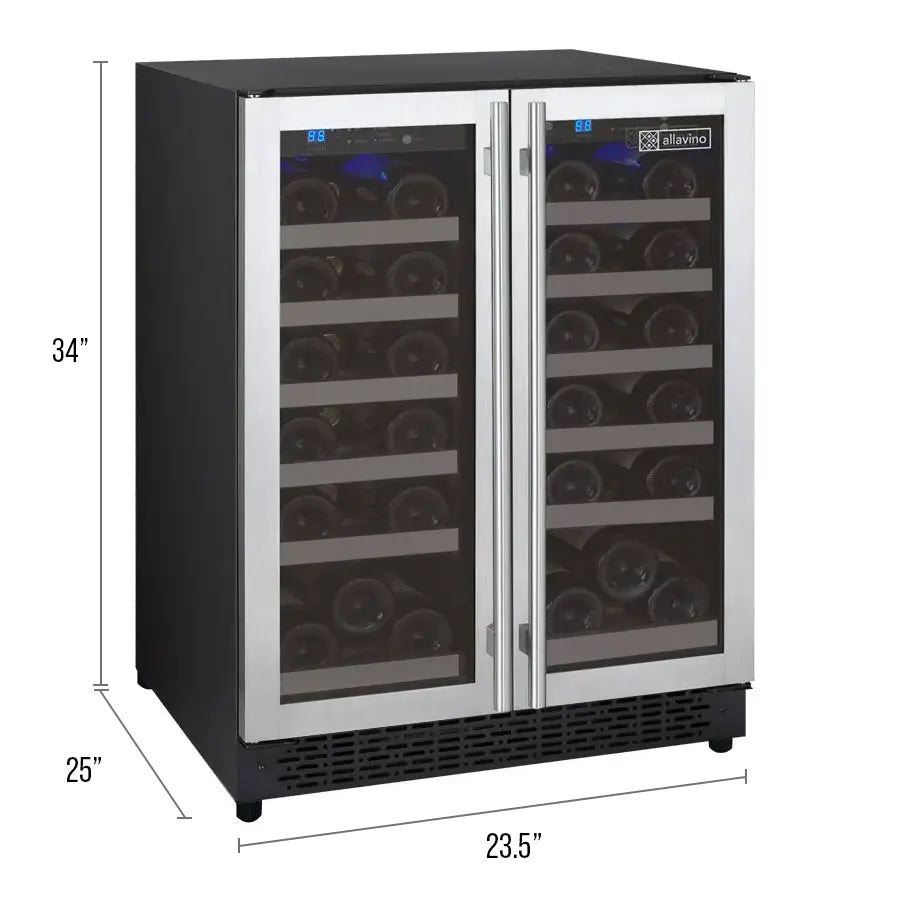 Allavino FlexCount Series 36 Bottle Dual Zone Stainless Steel French Door Wine Refrigerator - VSWR36-2SF20