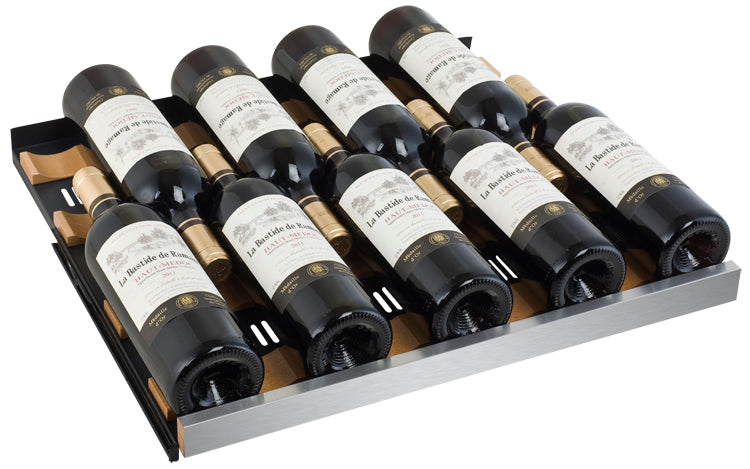 Allavino FlexCount Series 56 Bottle Dual Zone Built-in Wine Refrigerator Cooler with Stainless Steel - Left Hinge