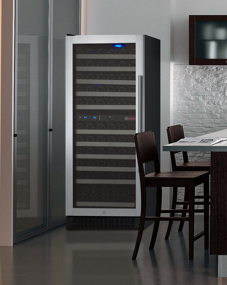 Allavino 24" Wide FlexCount II Tru-Vino 121 Bottle Dual Zone Stainless Steel Right Hinge Wine Refrigerator