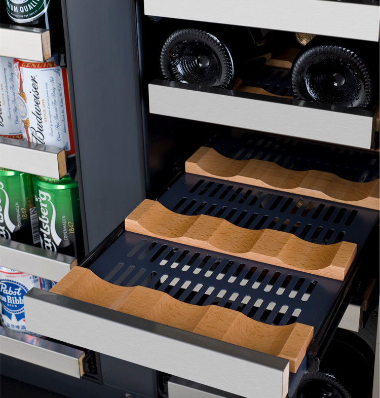 Allavino 24" Wide FlexCount II Tru-Vino 18 Bottle/66 Cans Dual Zone Stainless Steel Wine Refrigerator/Beverage Center - VSWB-2SF20
