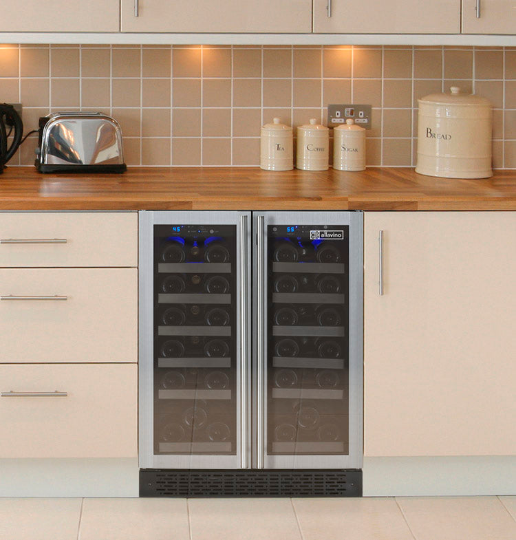 Allavino FlexCount Series 36 Bottle Dual Zone Stainless Steel French Door Wine Refrigerator - VSWR36-2SF20
