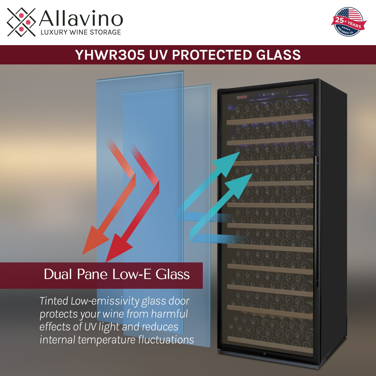 Allavino 32" Wide Vite II Tru-Vino 277 Bottle Single Zone Black Left Hinge Wine Refrigerator
