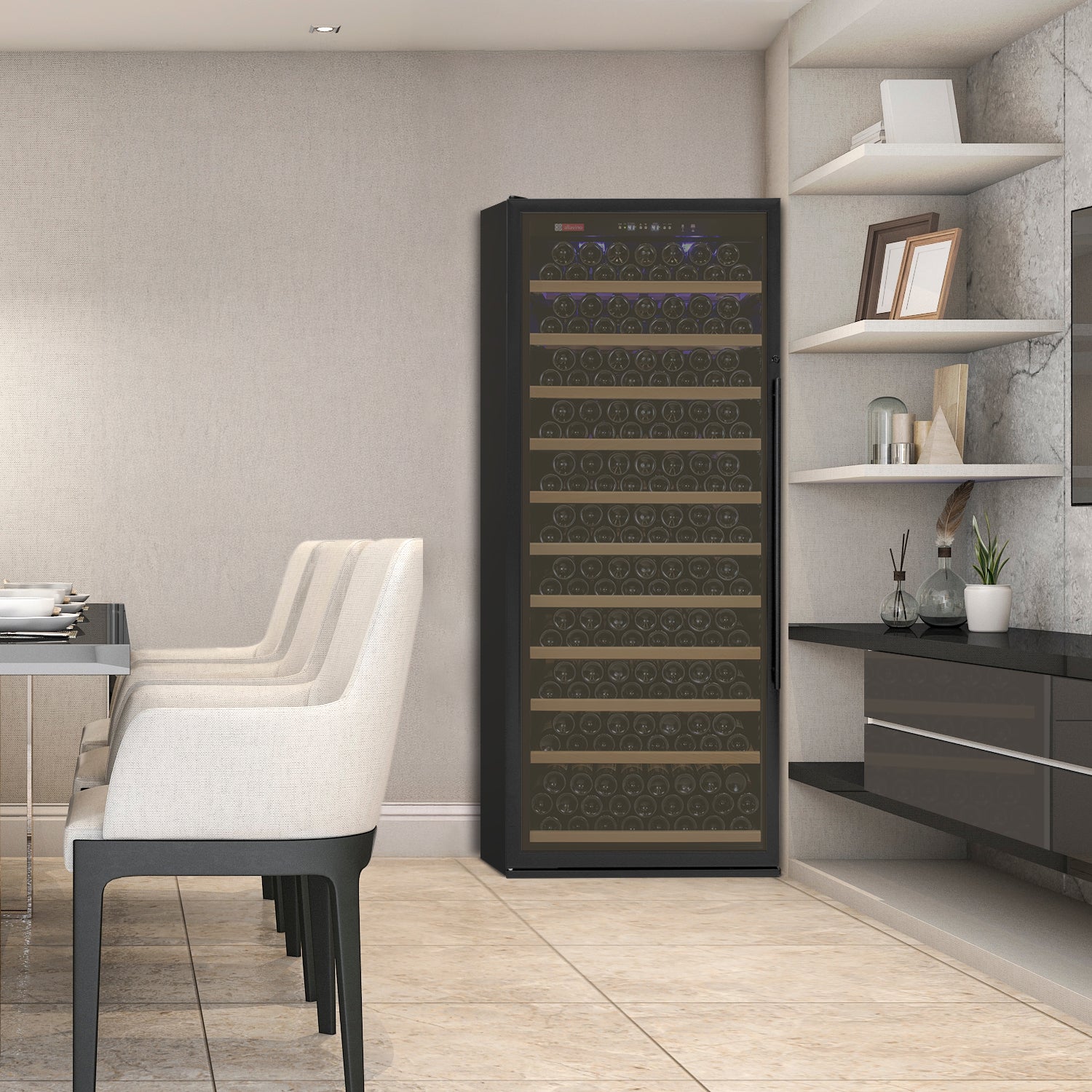 Allavino 32" Wide Vite II Tru-Vino 277 Bottle Single Zone Black Left Hinge Wine Refrigerator