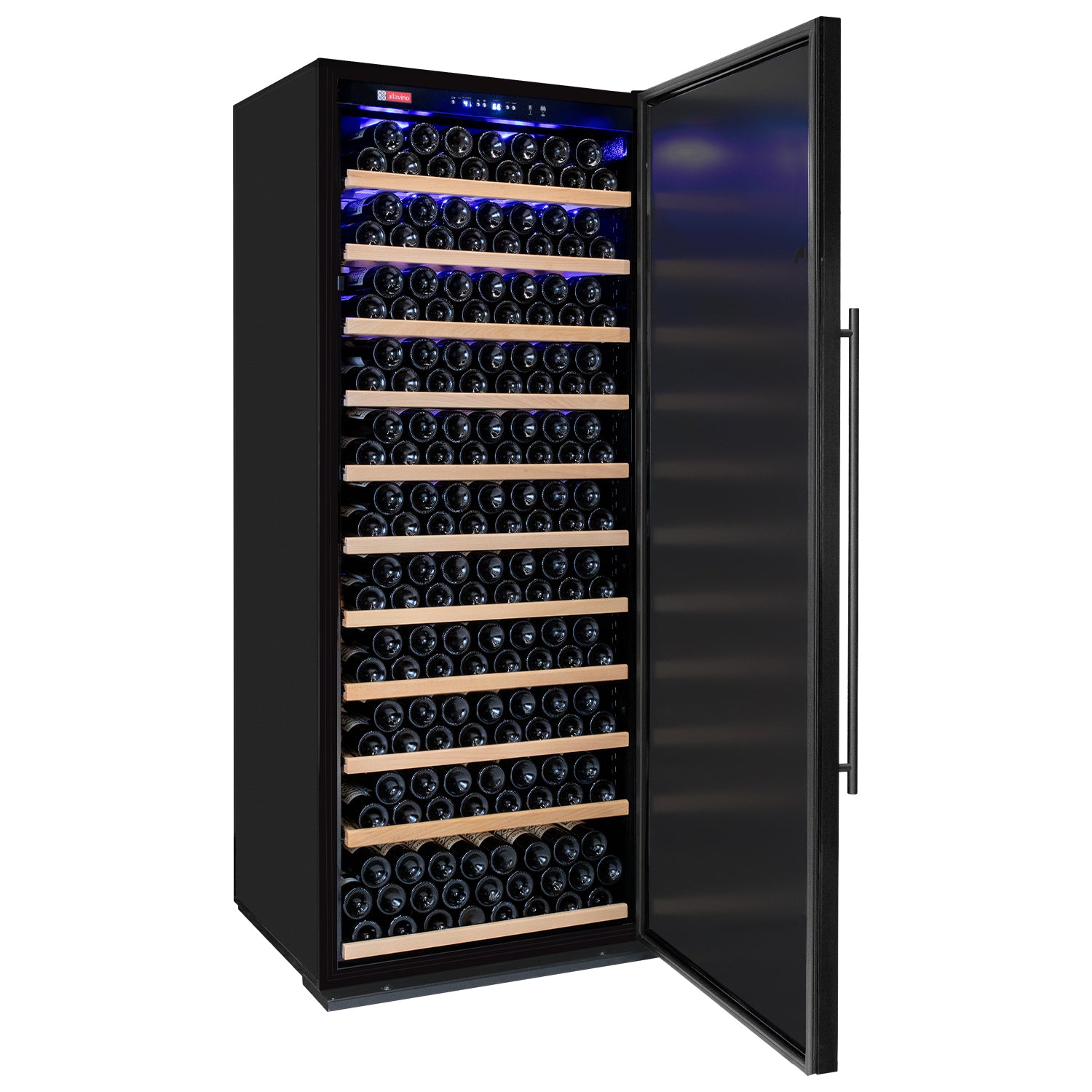 Allavino Vite Series 305 Bottle Single Zone Freestanding Large Capacity Wine Refrigerator with Solid Black Door - Right Hinge