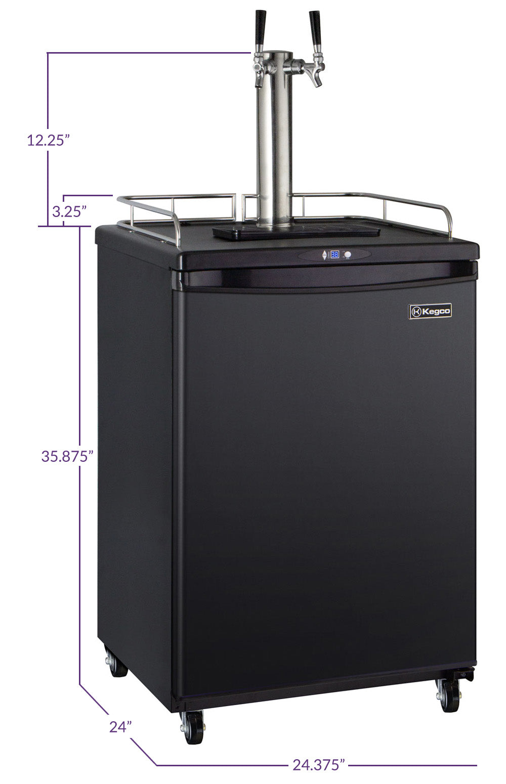 Kegco 24" Wide Dual Tap Black Commercial/Residential Kegerator