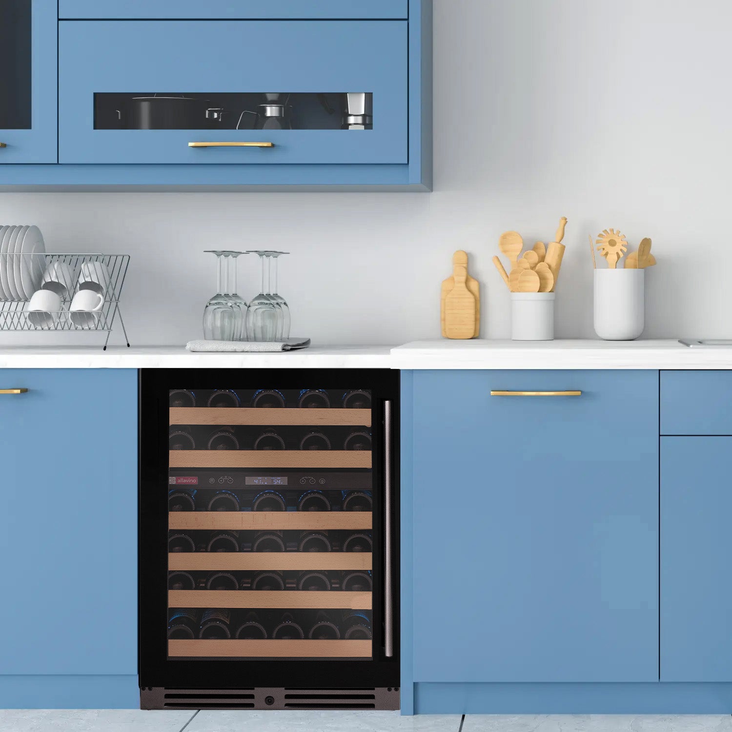 Allavino Reserva Series 50 Bottle Dual Zone Built-in Wine Cooler Refrigerator with Black Glass Door - Left Hinge
