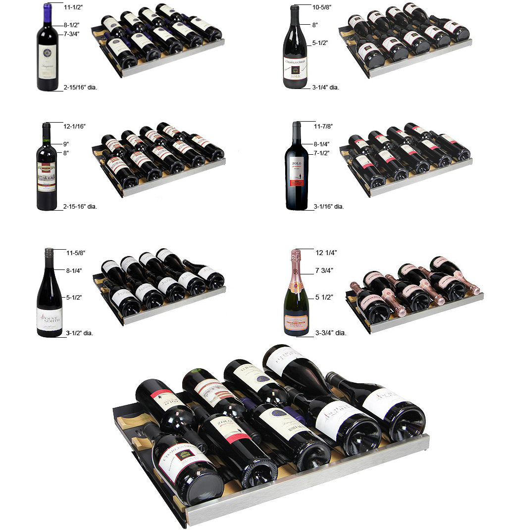Allavino FlexCount Series 128 Bottle Single Zone Built-in Wine Refrigerator with Stainless Steel Door - Right Hinge