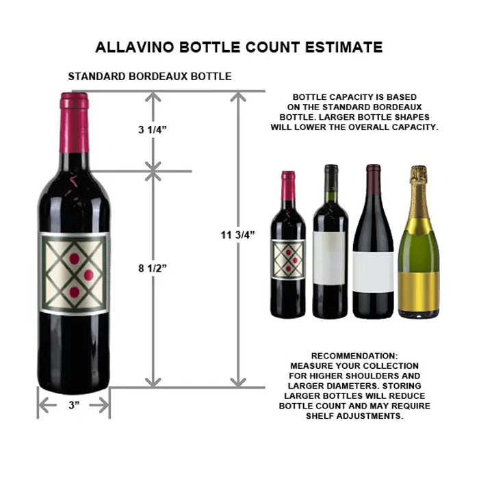Allavino Vite Series 610 Bottle Dual Zone Freestanding Large Capacity Side-by-Side Wine Refrigerator with Solid Black Doors