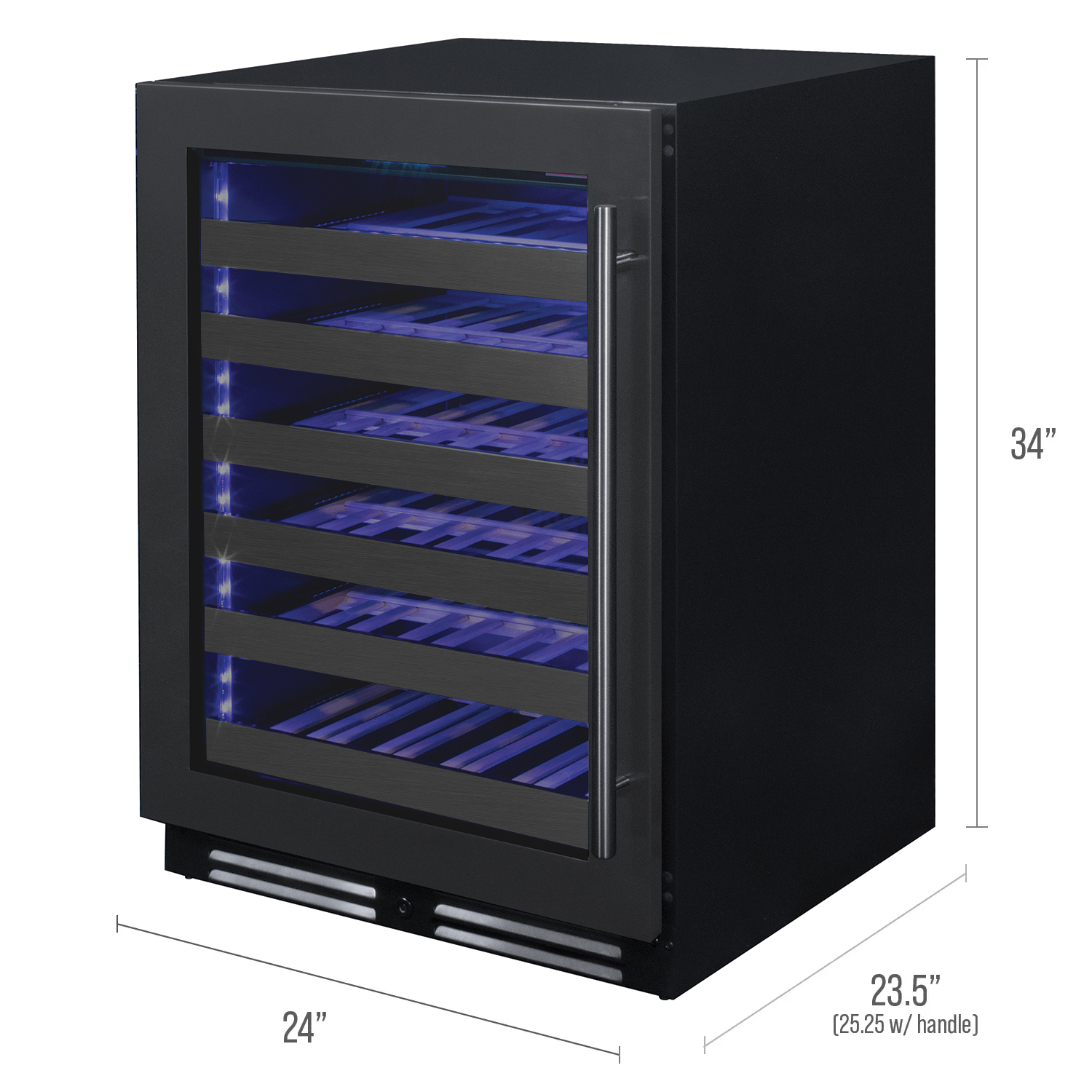 Allavino Reserva Series 50 Bottle Single Zone Built-in Wine Cooler Refrigerator with Black Stainless Steel Door - Left Hinge