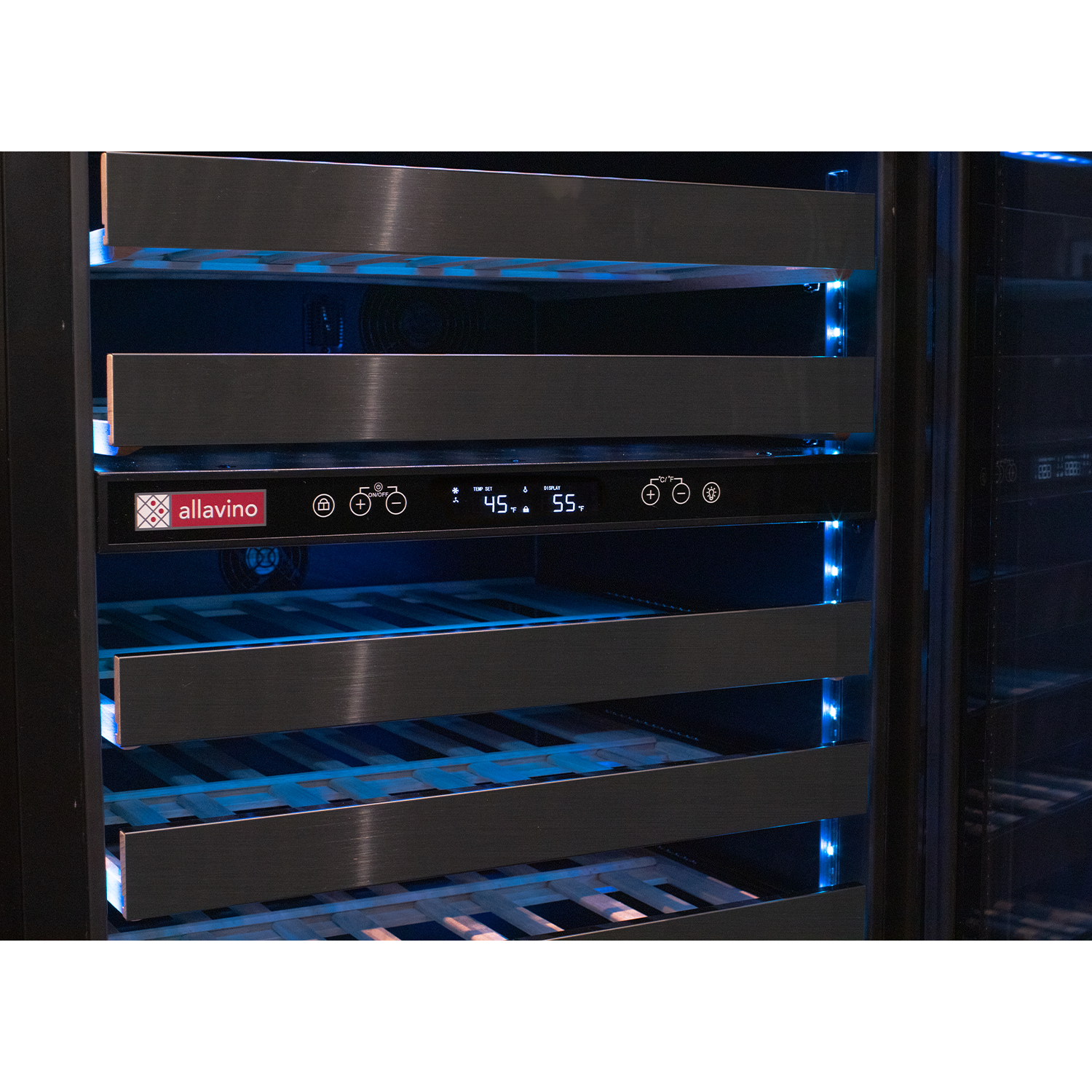 Allavino Reserva Series 50 Bottle Dual Zone Built-in Wine Cooler Refrigerator with Black Stainless Steel Door - Left Hinge