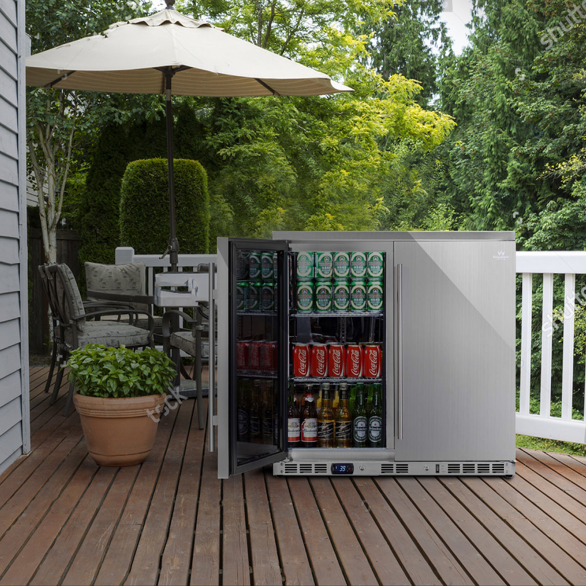 KingsBottle 36 Inch Outdoor Beverage Refrigerator 2 Door For Home (KBU56ASD)